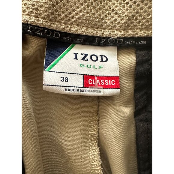 IZOD Golf Men's Shorts With 6 Pockets 2 with Zippers Beige Size 38 - Picture 3 of 8